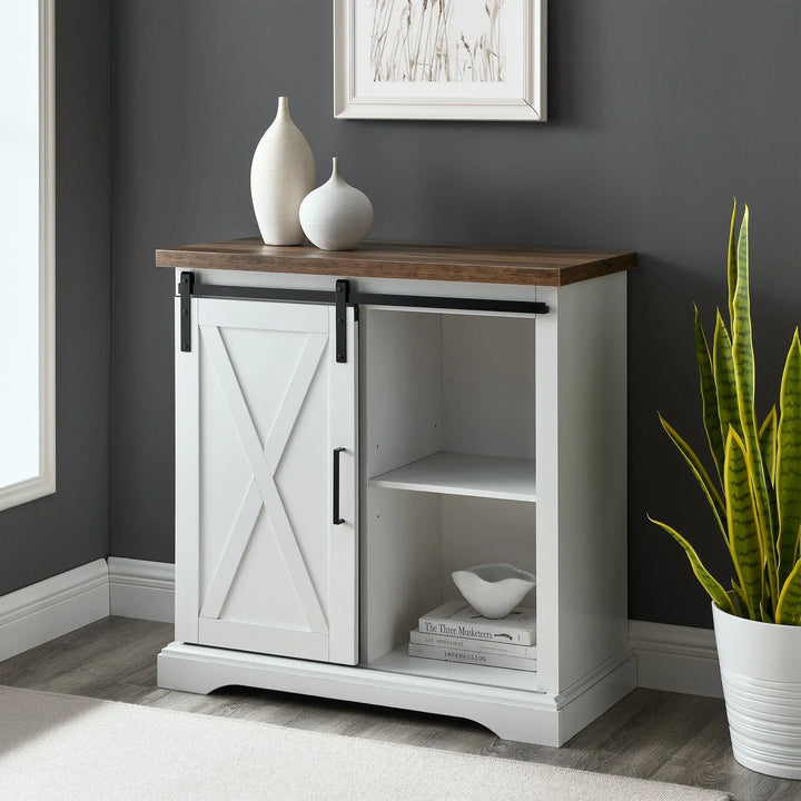 Barn Door Accent Cabinet Rustic Oak Willington