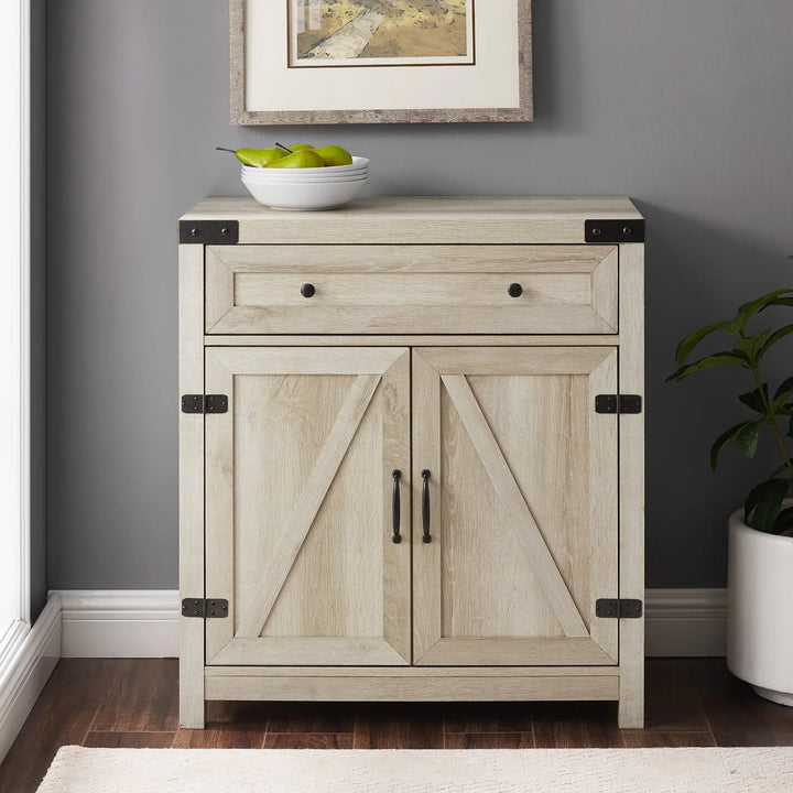 Barn Door Accent Cabinet White Oak Burgess