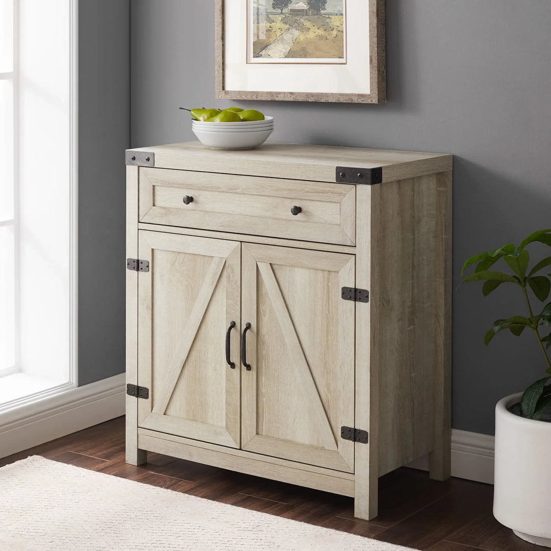 Barn Door Accent Cabinet White Oak Burgess