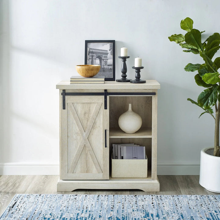 Barn Door Accent Cabinet White Oak Willington