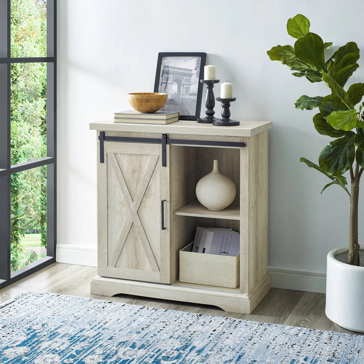 Barn Door Accent Cabinet White Oak Willington