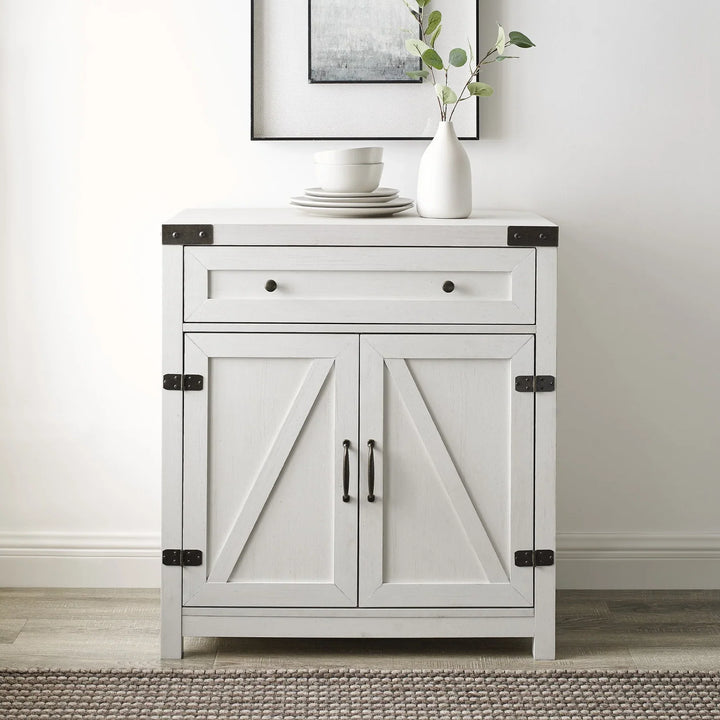 Barn Door Cabinet Brushed White Burgess