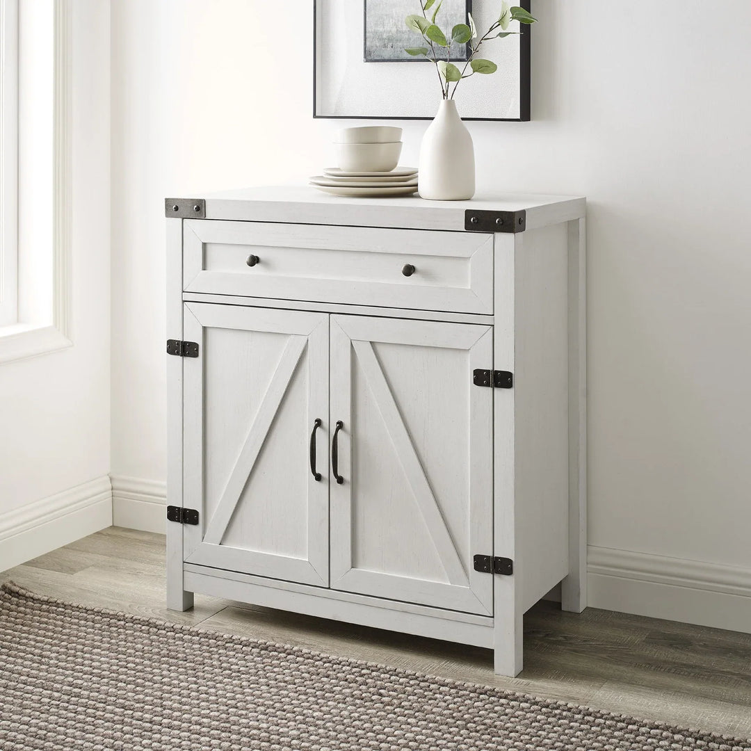 Barn Door Cabinet Brushed White Burgess