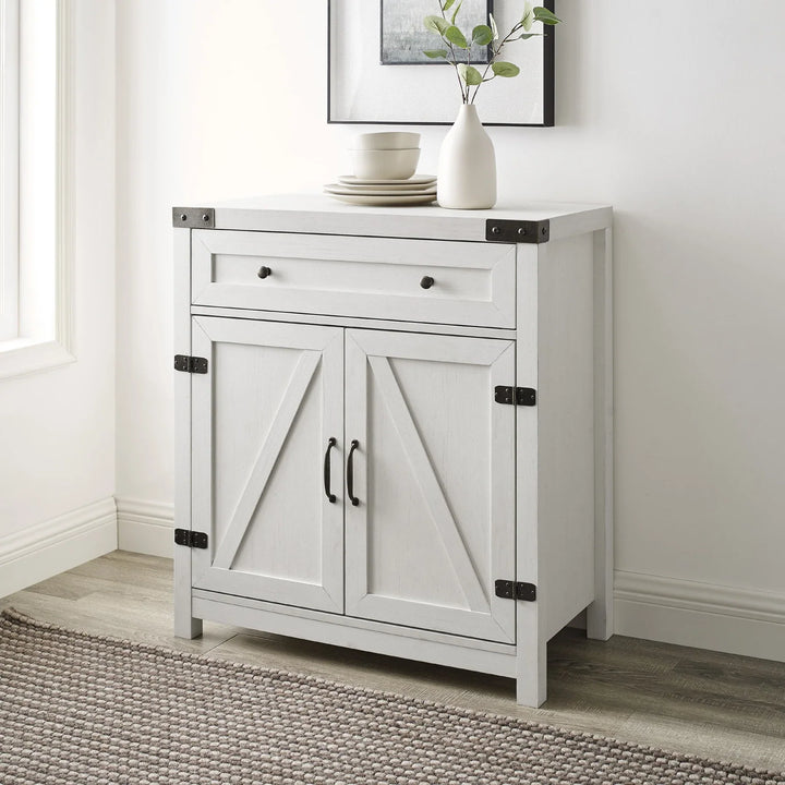 Barn Door Cabinet Brushed White Burgess