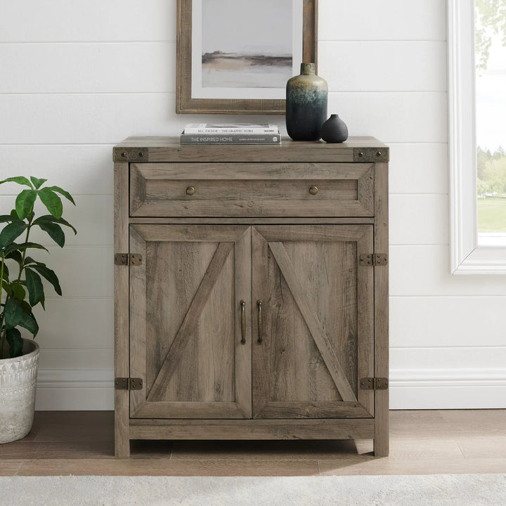 Barn Door Cabinet Grey Wash Burgess