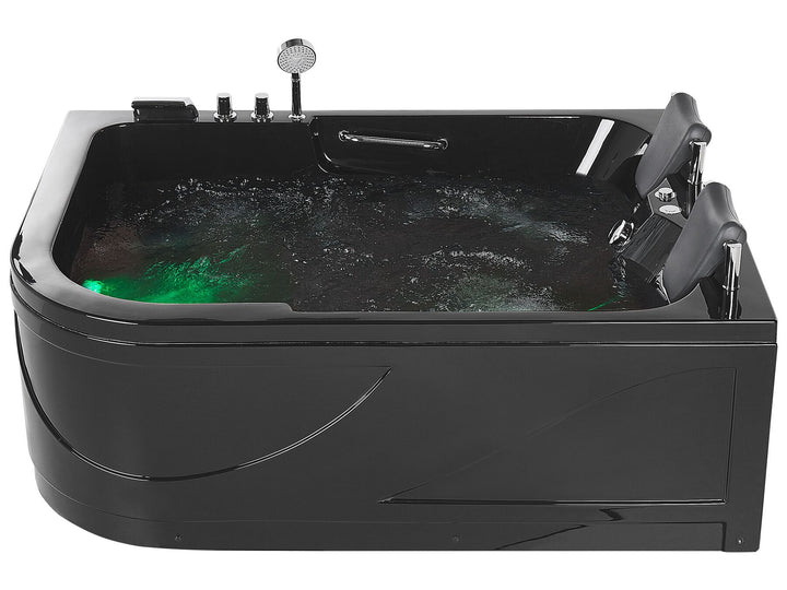 Left Hand Whirlpool Corner Bath with LED 1700 x 1190 mm Black Bayamo