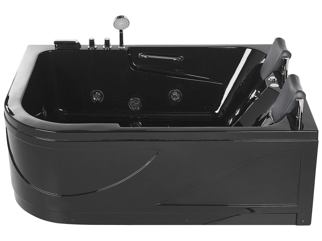 Left Hand Whirlpool Corner Bath with LED 1700 x 1190 mm Black Bayamo