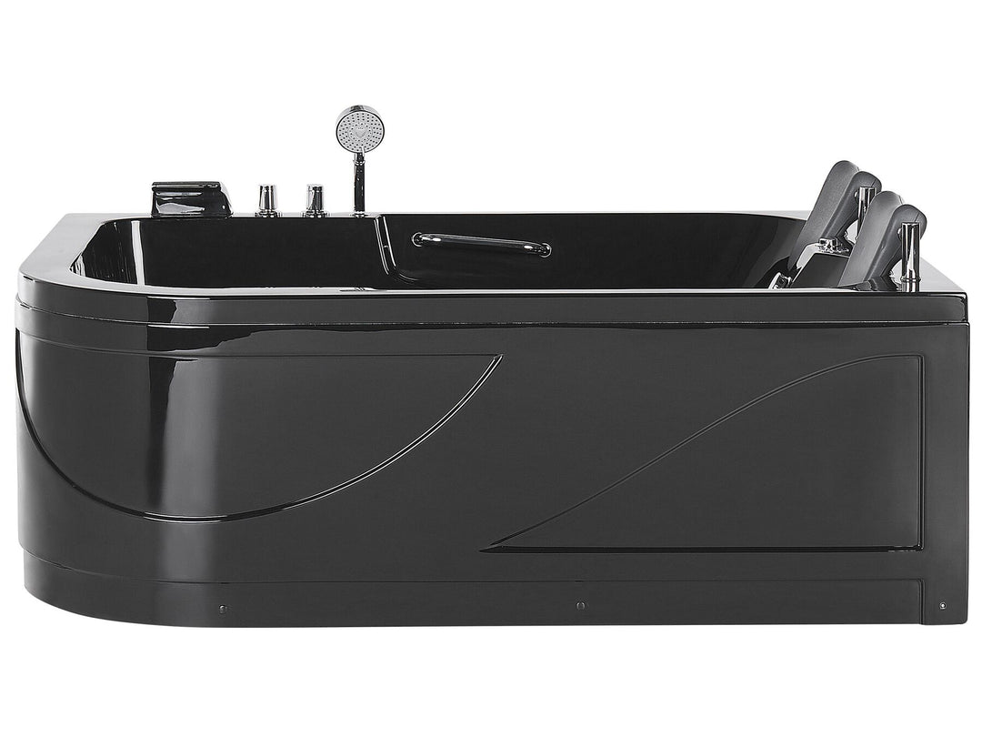 Left Hand Whirlpool Corner Bath with LED 1700 x 1190 mm Black Bayamo