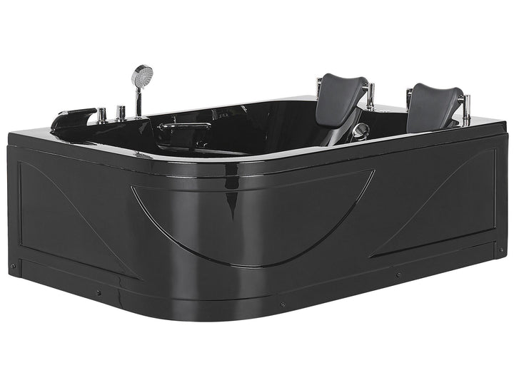 Left Hand Whirlpool Corner Bath with LED 1700 x 1190 mm Black Bayamo