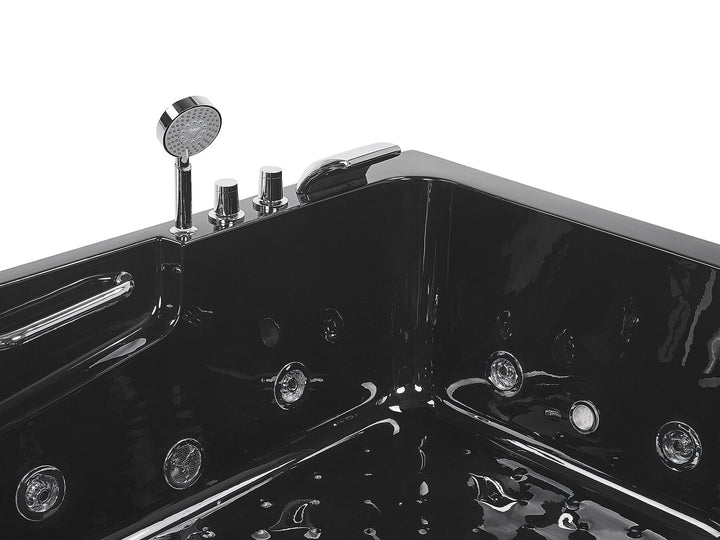 Right Hand Whirlpool Corner Bath with LED 1700 x 1190 mm Black Bayamo