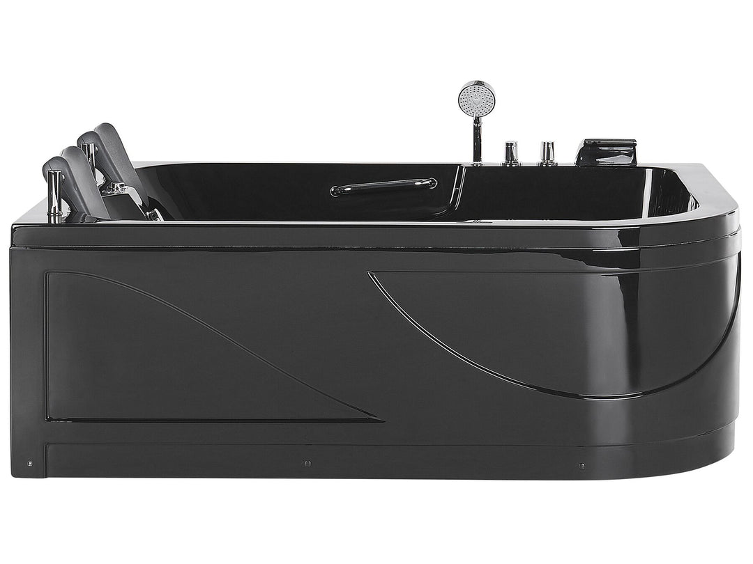 Right Hand Whirlpool Corner Bath with LED 1700 x 1190 mm Black Bayamo