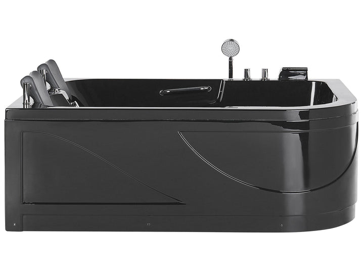 Right Hand Whirlpool Corner Bath with LED 1700 x 1190 mm Black Bayamo