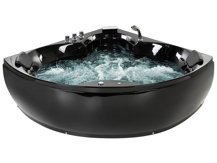 Whirlpool Corner Bath with LED 2050 x 1500 cm Black Senado