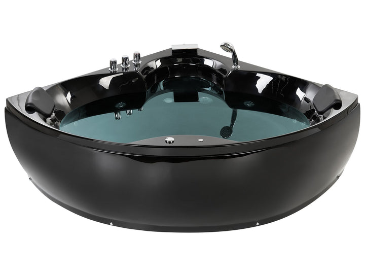 Whirlpool Corner Bath with LED 2050 x 1500 cm Black Senado