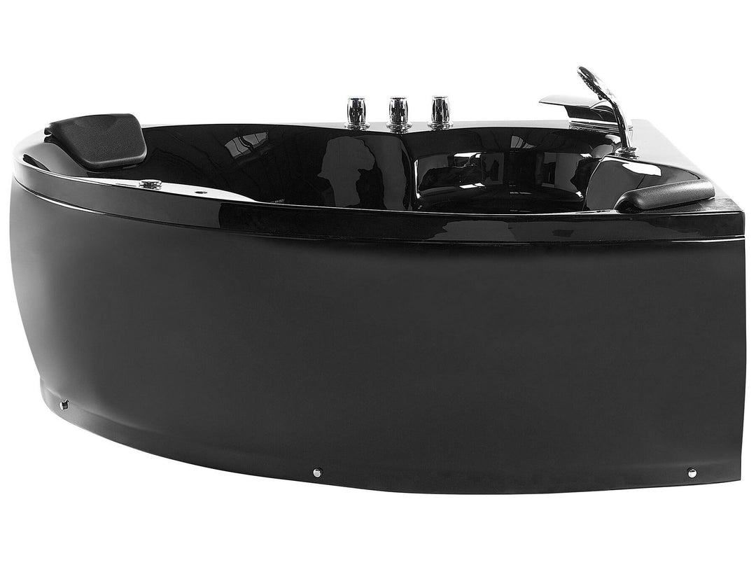 Whirlpool Corner Bath with LED 2050 x 1500 cm Black Senado