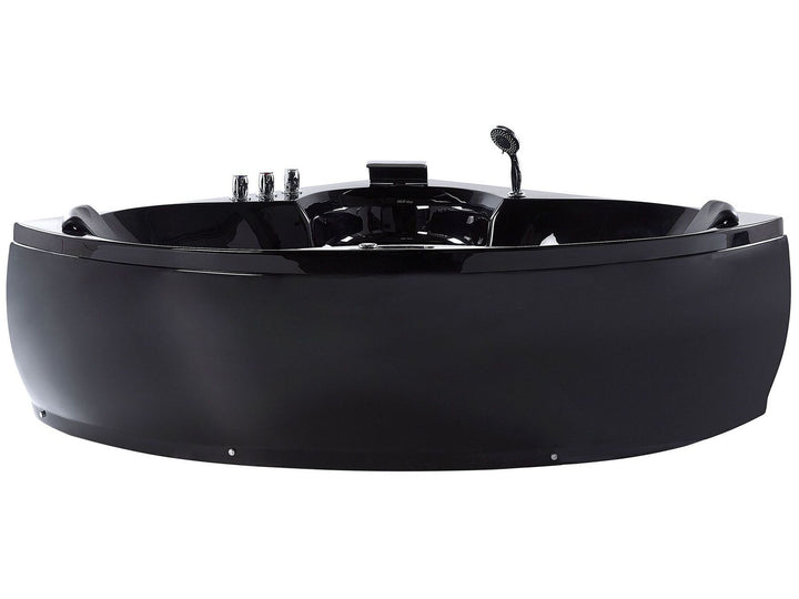 Whirlpool Corner Bath with LED 2050 x 1500 cm Black Senado