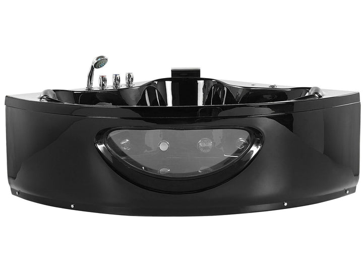 Whirlpool Corner Bath with LED 2050 x 1460 mm Black Tocoa