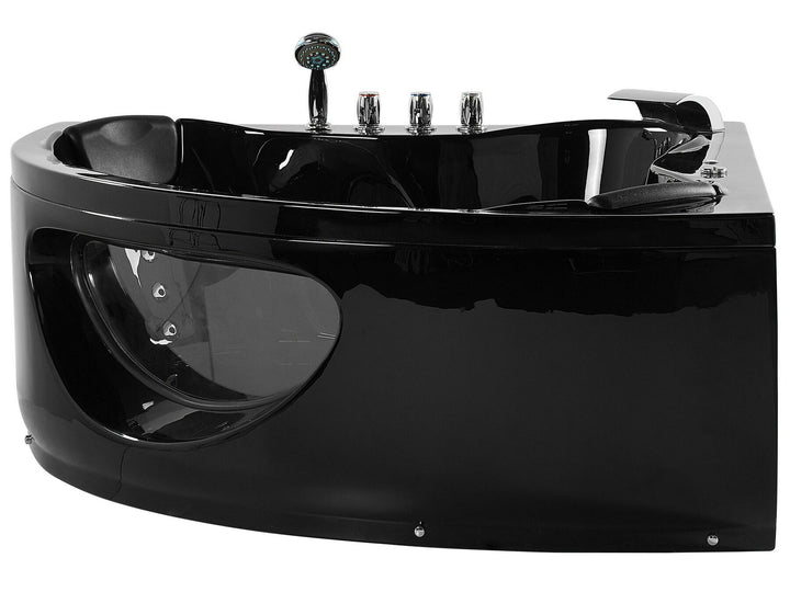 Whirlpool Corner Bath with LED 2050 x 1460 mm Black Tocoa