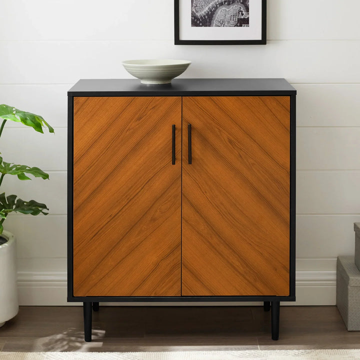 Bookmatch Accent Cabinet Solid Black Deckland