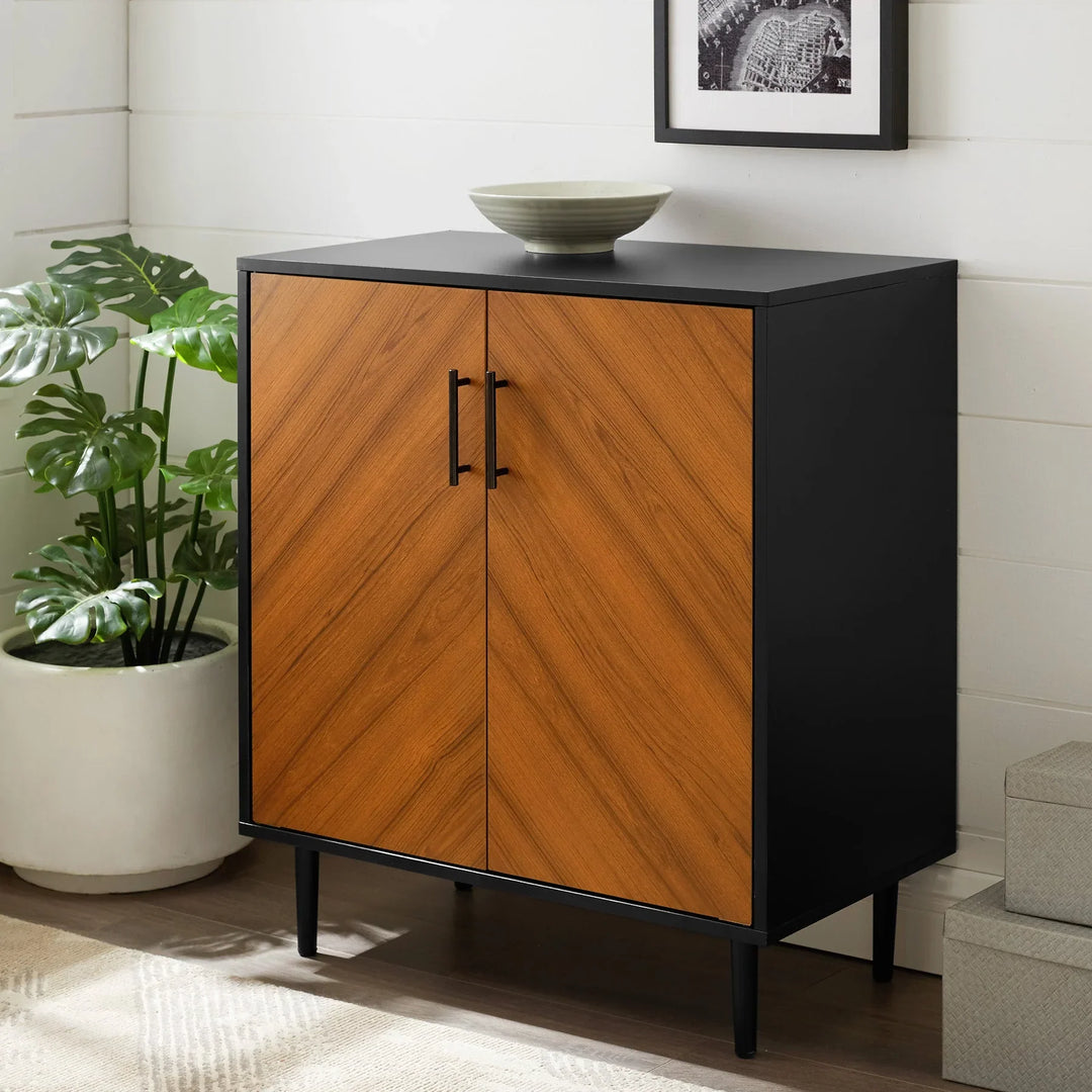 Bookmatch Accent Cabinet Solid Black Deckland