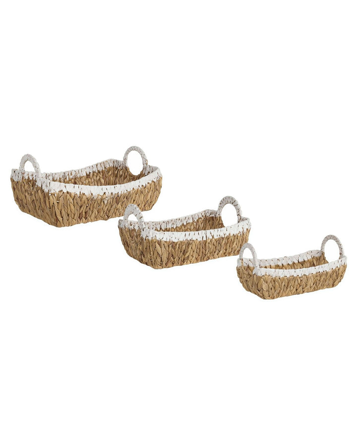 Set of 3 Water Hyacinth Baskets Light Campha