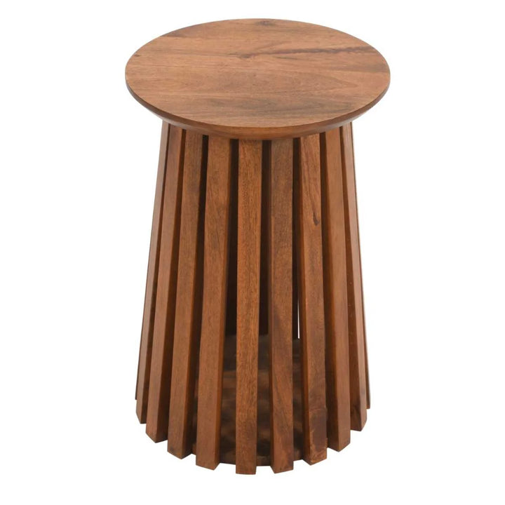 Slatted Mango Wood Side Table