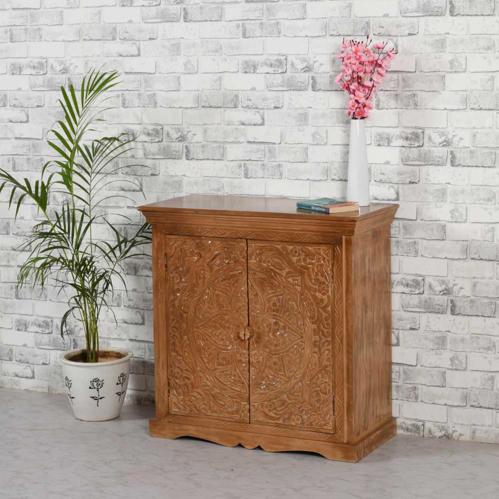 Artwork Sideboard with 2 Doors - Solid Mango Wood