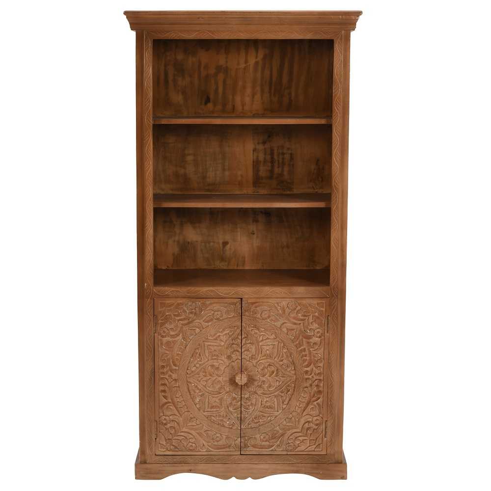 Artwork Mango Wood Large Corner Bookcase