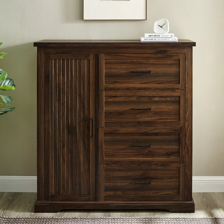 Grooved Wardrobe Dark Walnut Melita