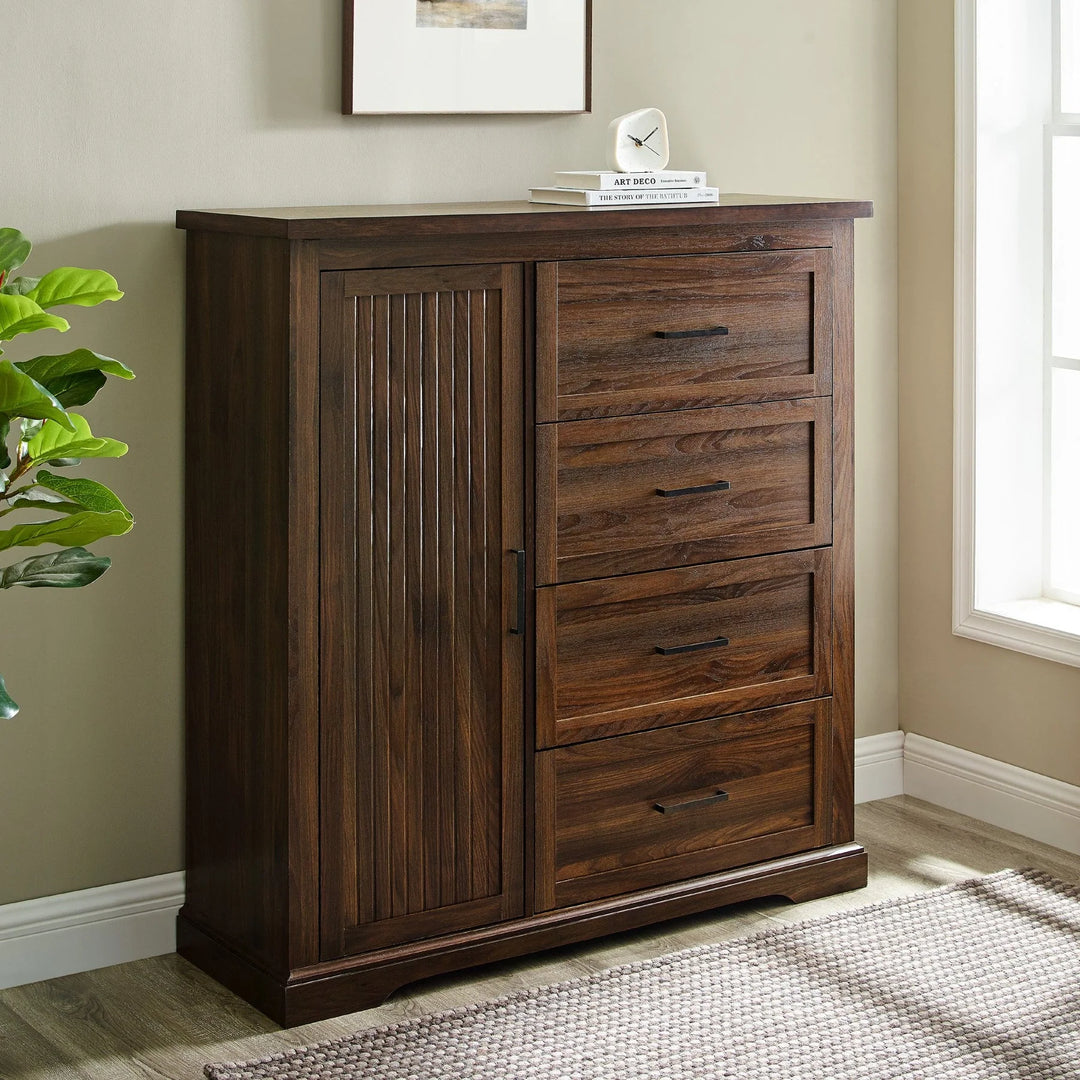 Grooved Wardrobe Dark Walnut Melita