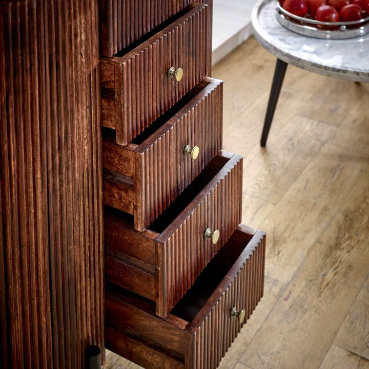 Marble Top & Metal Legs Mango Wood Wide Chest Of Drawers Opal