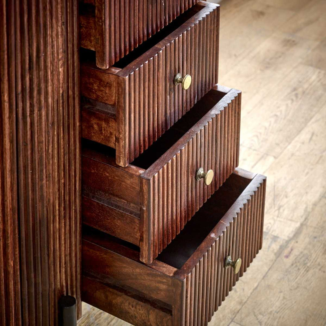 Marble Top & Metal Legs Mango Wood Wide Chest Of Drawers Opal