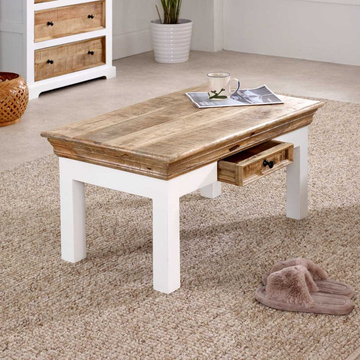 Alfie Coffee Table With Drawer Solid Mango Wood