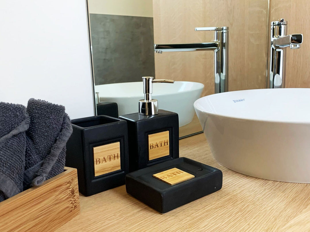 Ceramic 4-Piece Bathroom Accessories Set Black Kourou