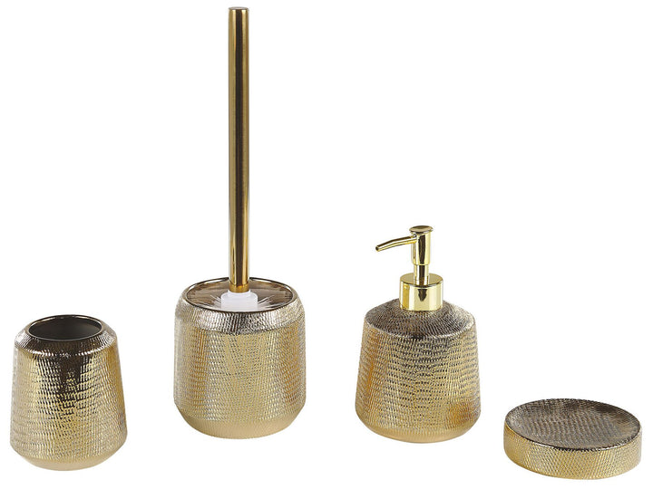 Ceramic 4-Piece Bathroom Accessories Set Gold Pinto