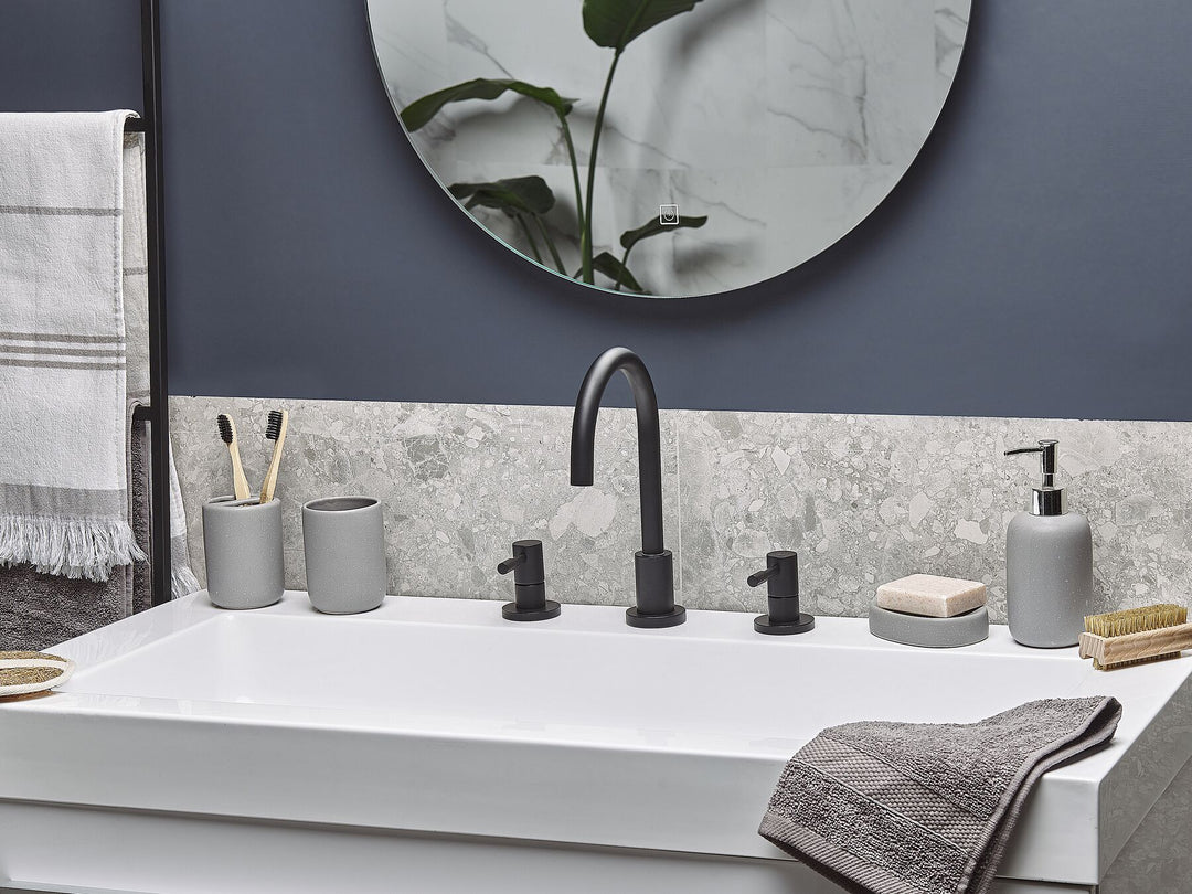 Ceramic 4-Piece Bathroom Accessories Set Grey Rengo