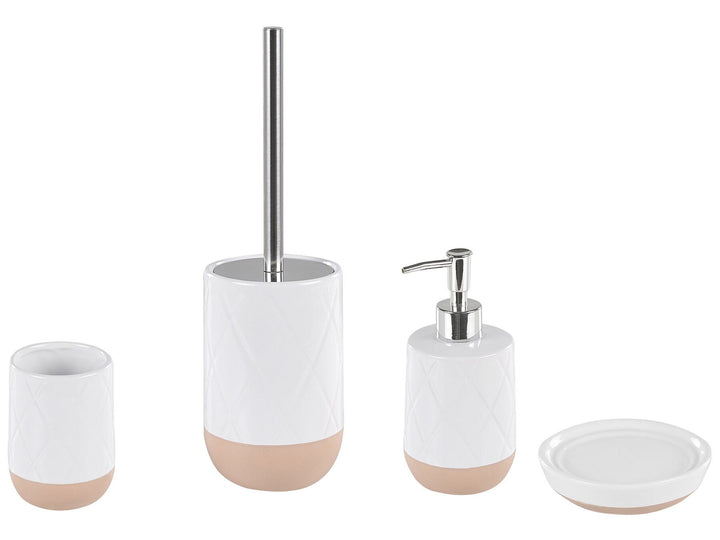 Ceramic 4-Piece Bathroom Accessories Set White Lebu