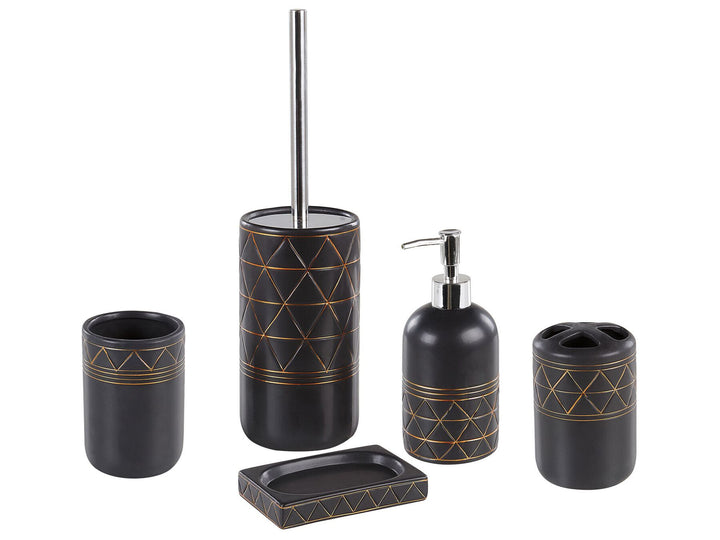 Ceramic 5-Piece Bathroom Accessories Set Black Lanco