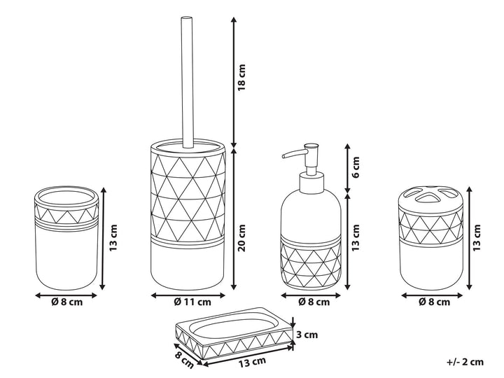 Ceramic 5-Piece Bathroom Accessories Set Black Lanco