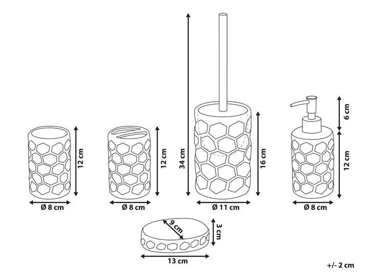 Ceramic 5-Piece Bathroom Accessories Set White Tirua