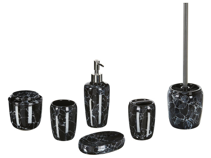 Ceramic 6-Piece Bathroom Accessories Set Black Palmilla