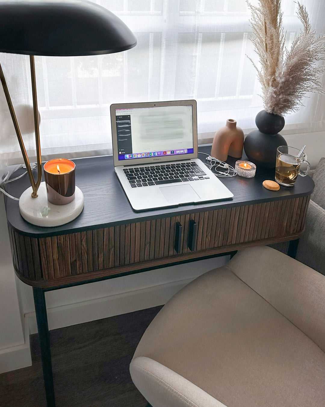 Console Table Dark Wood with Black Jose