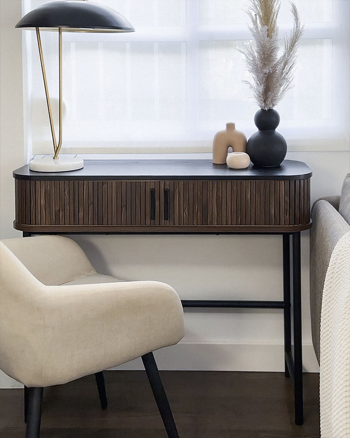 Console Table Dark Wood with Black Jose