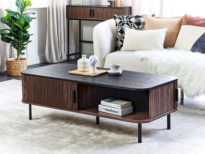 Console Table Dark Wood with Black Jose