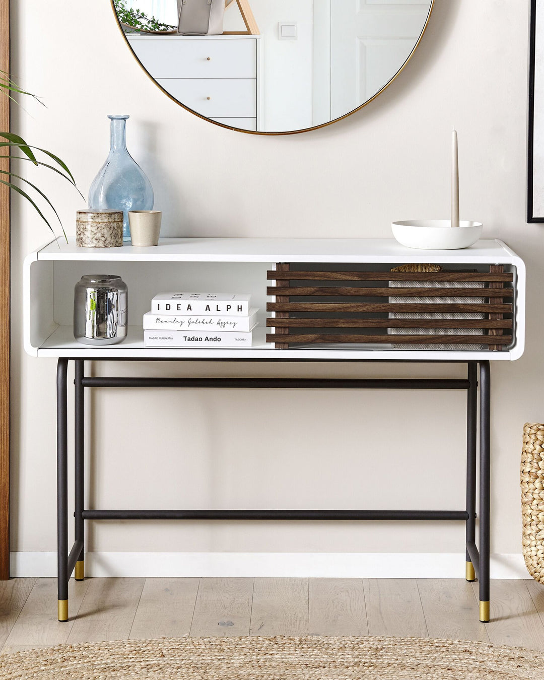 Console Table White and Dark Wood Rifle