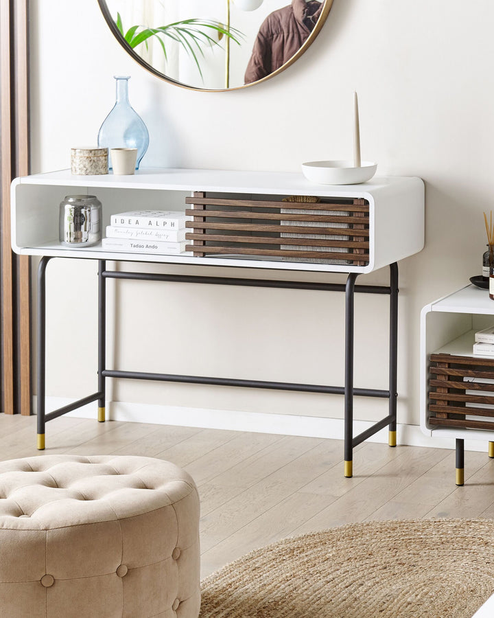 Console Table White and Dark Wood Rifle