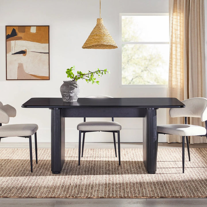 Dining Table with Reeded Base Black Boycie