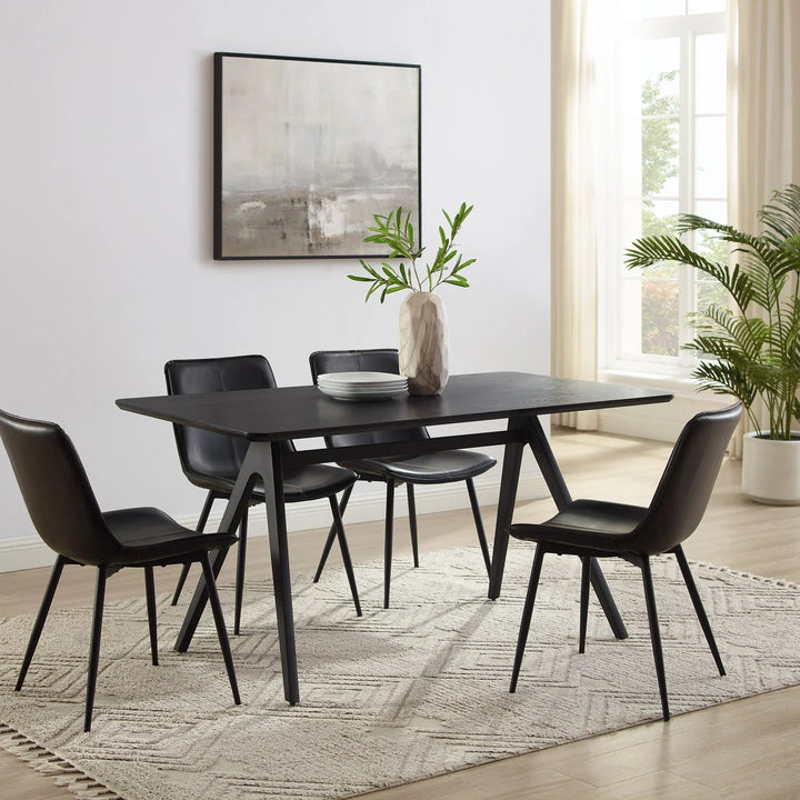 Veneer and Metal Dining Table Black Haddonfield