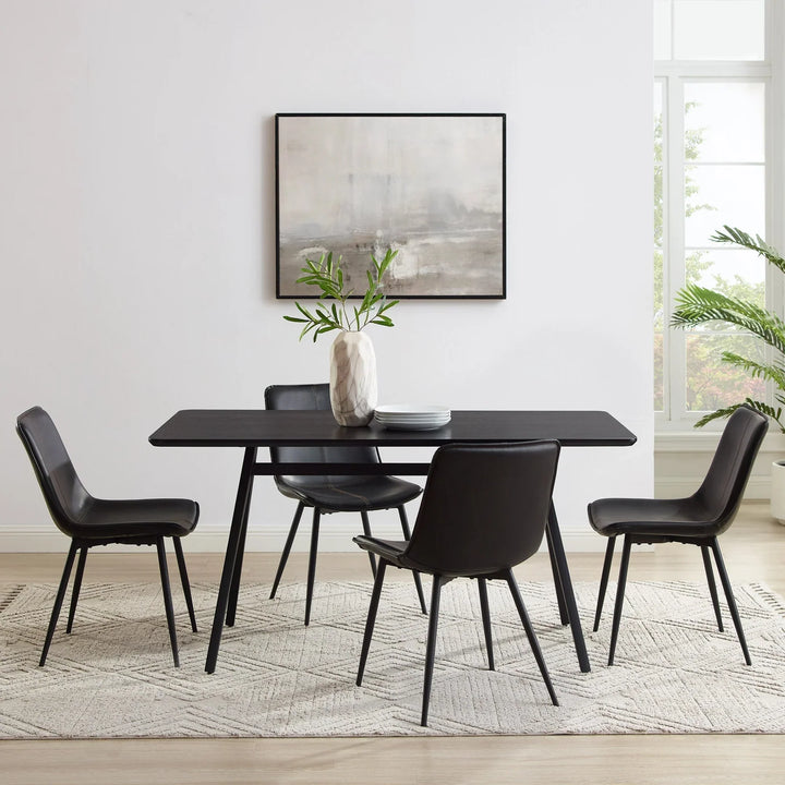 Veneer and Metal Dining Table Black Haddonfield