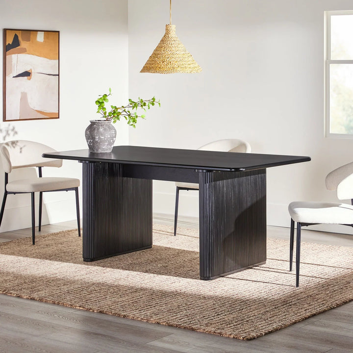 Dining Table with Reeded Base Black Boycie